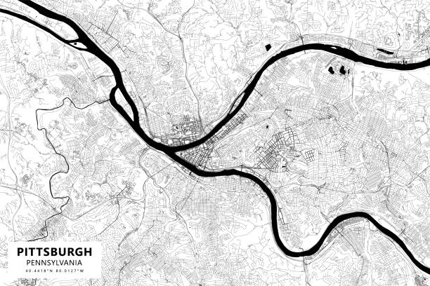 pittsburgh, pensylwania, usa mapa wektorowa - pnc park stock illustrations