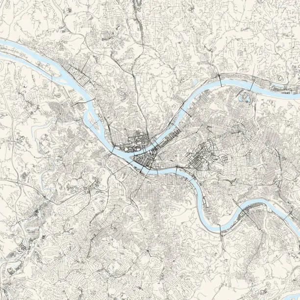 Vector illustration of Pittsburgh, Pennsylvania, USA Vector Map