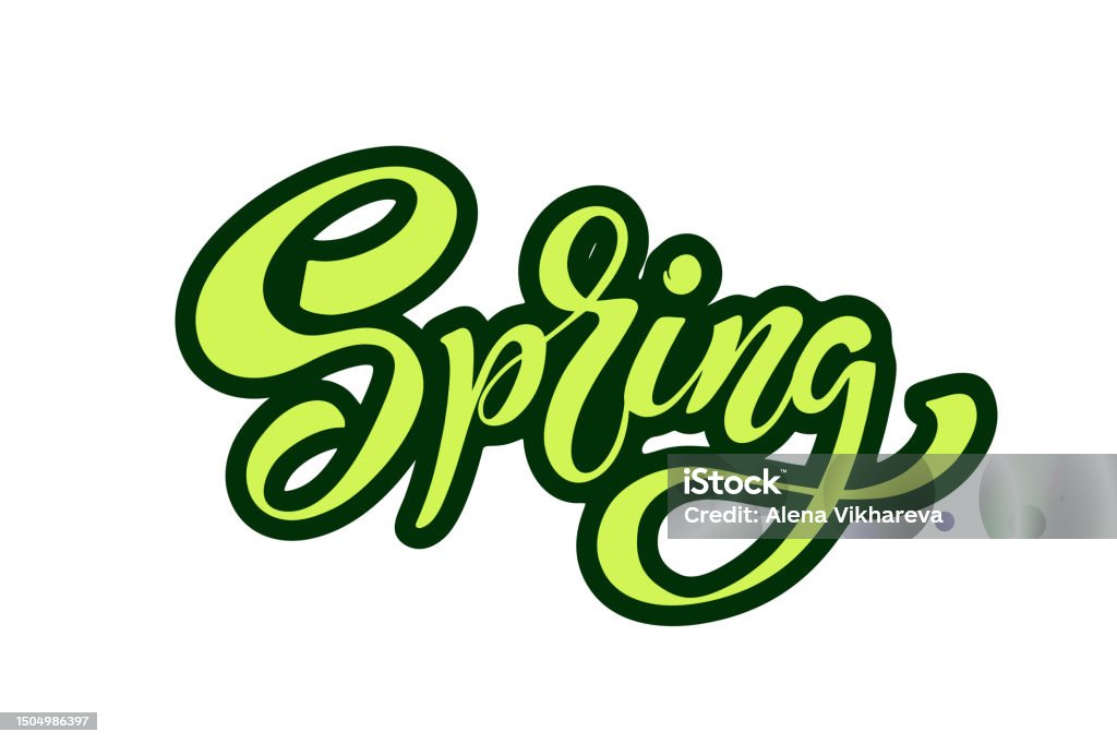 Spring Emblem Simple The Inscription Spring Modern Brush Calligraphy Hand Drawn Design ...