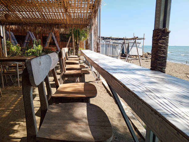 istock Interior benchs design tradisional restaurant in tropical bach 1504989856