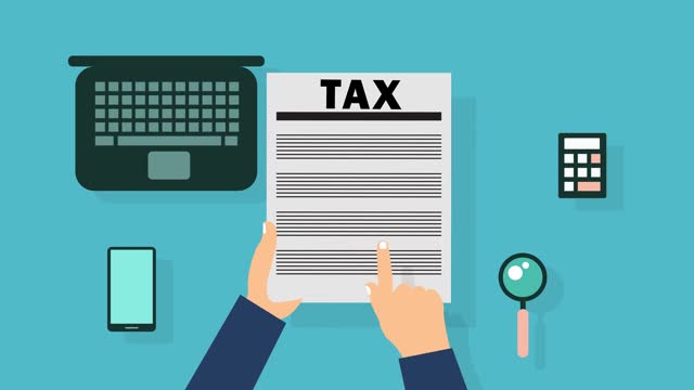 Digital tax filling animation. Online tax return and calculation, Financial balance sheet. 4K