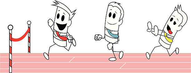 ilustrações de stock, clip art, desenhos animados e ícones de praça rapazes corrida - finish line running aspirations cartoon