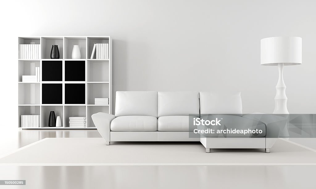 minimalist lounge black and white minimalist living room - rendering Living Room Stock Photo