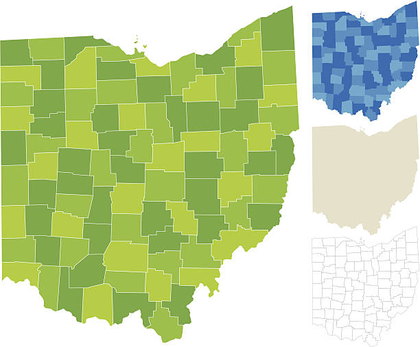 ohio county map - 俄亥俄州 幅插畫檔、美工圖案、卡通及圖標