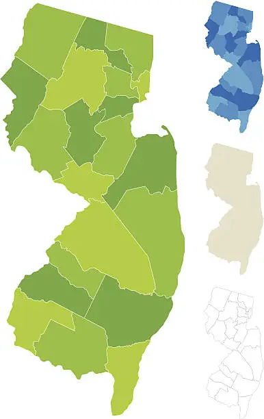 Vector illustration of New Jersey County Map
