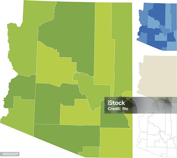 애니조나 카운티 맵 애리조나에 대한 스톡 벡터 아트 및 기타 이미지 - 애리조나, 지도, Southern Arizona