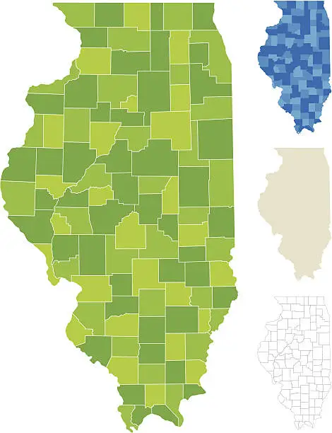 Vector illustration of Illinois County Map