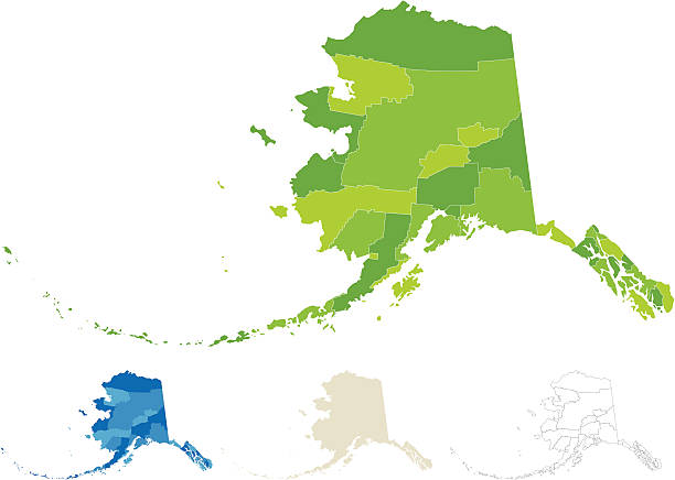 アラスカ郡と国勢調査エリアマップ - map usa election counties点のイラスト素材／クリップアート素材／マンガ素材／アイコン素材