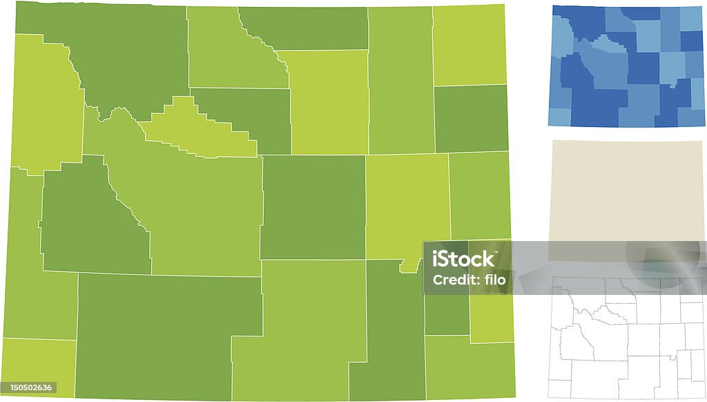 Wyoming County mapa - Vetor de Wyoming royalty-free