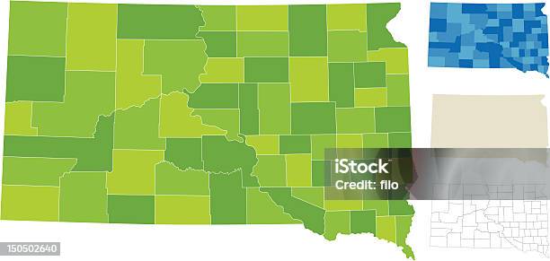 South Dakota County Karte Stock Vektor Art und mehr Bilder von South Dakota - South Dakota, Karte - Navigationsinstrument, Stadtviertel