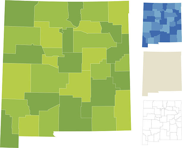 illustrazioni stock, clip art, cartoni animati e icone di tendenza di new mexico contea di mappa - alamos