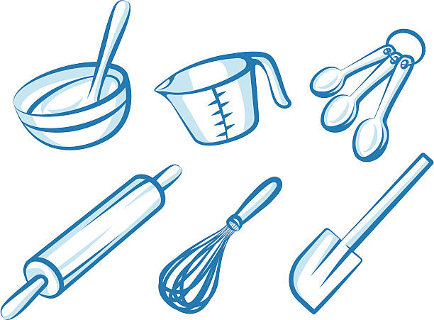 ilustraciones, imágenes clip art, dibujos animados e iconos de stock de hornear elementos - mixing bowl