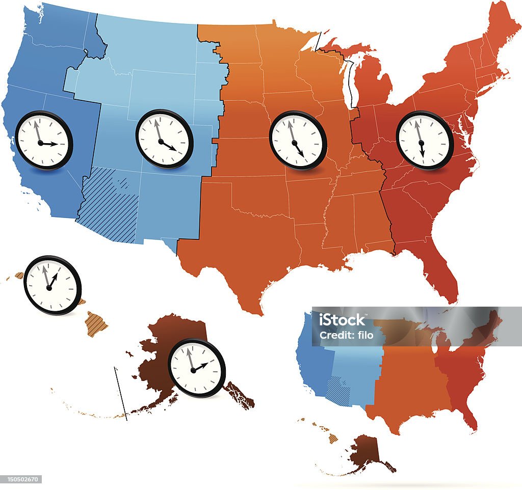 미국 시간대 맵 시간대에 대한 스톡 벡터 아트 및 기타 이미지 - 시간대, 미국, 지도 - Istock