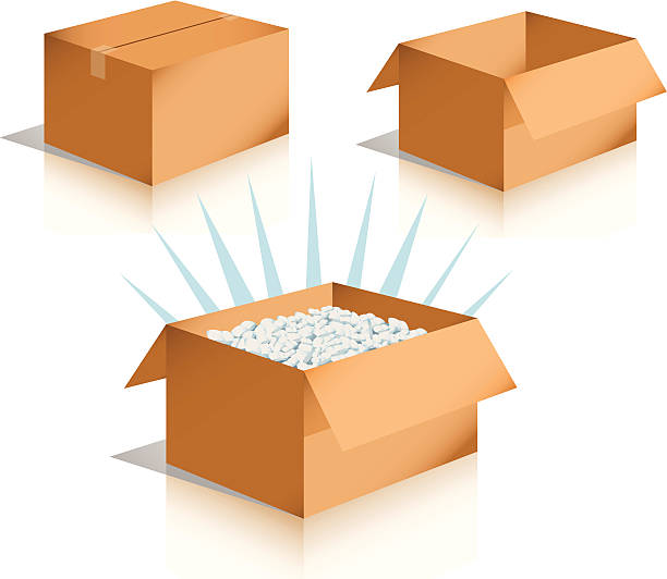 versand box [ vektor ] - füllmaterial stock-grafiken, -clipart, -cartoons und -symbole