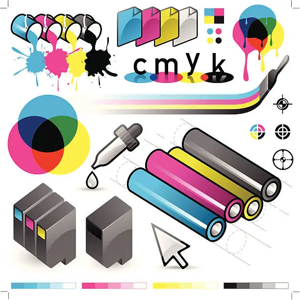 Vector illustration of CMYK Print Process Elements