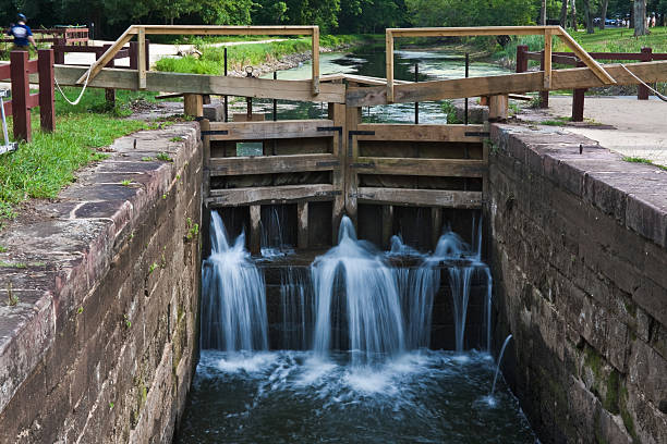 istock Water Pouring through Wooden Lock 150504448