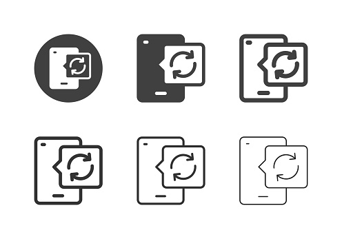 Mobile Phone Updating Icons Multi Series Vector EPS File.