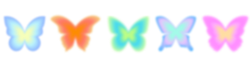 Y2k gradient butterfly. Aura stickers. Holographic blurred figures. Groovy aesthetic neon set. Vector vintage set.