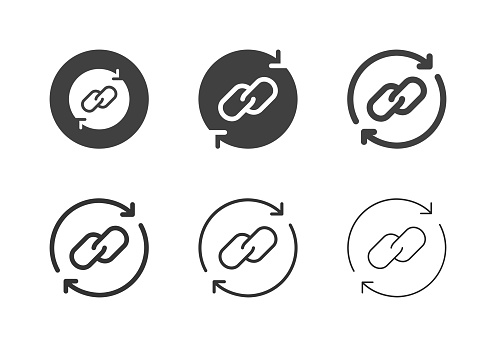 Linked Circle Arrow Icons Multi Series Vector EPS File.