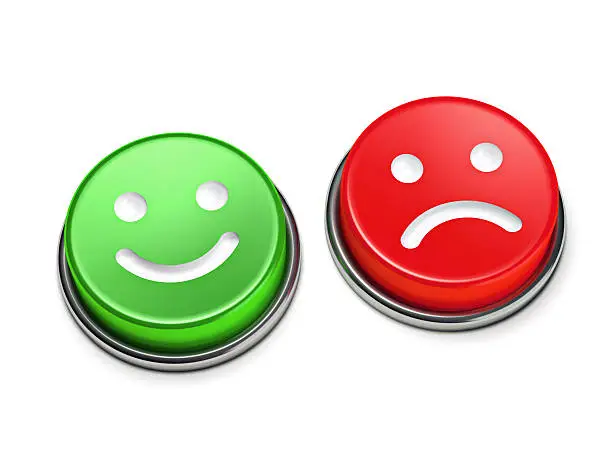 Decision making buttons with smileyfaces.