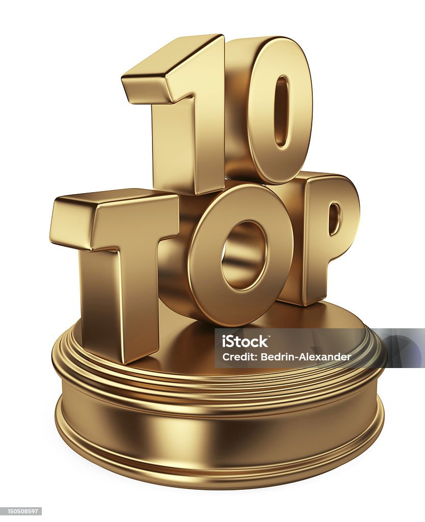 Golden top 10. 3 D Symbol Isoliert - Lizenzfrei Zahl 10 Stock-Foto