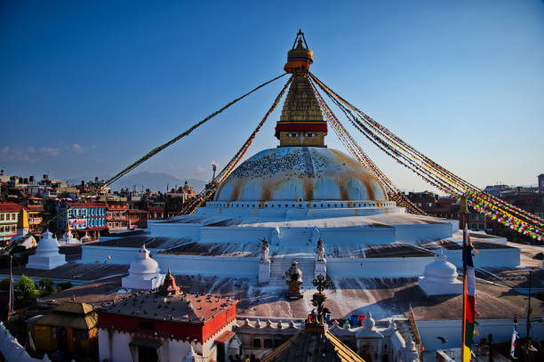 istock Swoyembunath stupa with prayer flags 1505086417