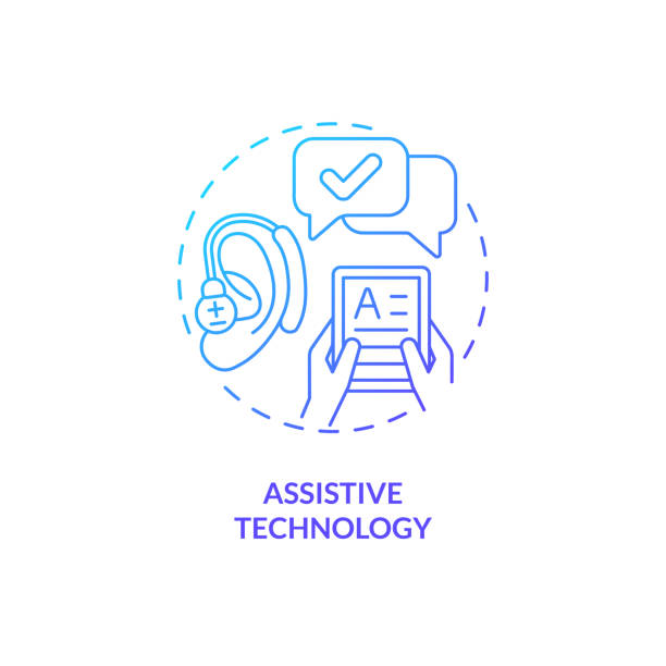 Assistive technology blue gradient concept icon Assistive technology blue gradient concept icon. Students with disabilities. Special education. Equal access. Web accessibility abstract idea thin line illustration. Isolated outline drawing assistive technology stock illustrations
