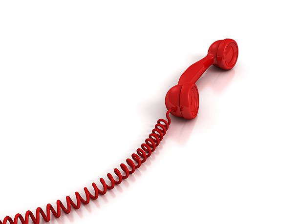 istock red old-style handset with spiral wire on white background 150510813