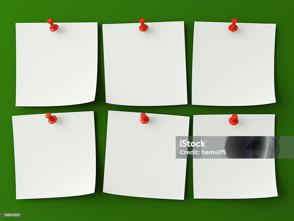 Sticker notes isolated on the green background Adhesive Note Stock Photo