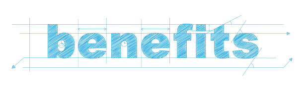 BENEFITS blue draft text banner BENEFITS blue vector draft text banner benefits stock illustrations