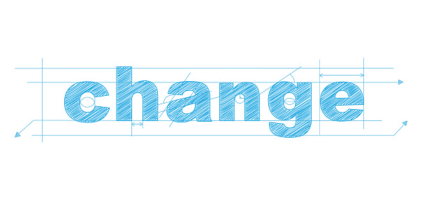 CHANGE blue vector draft text banner