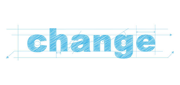 CHANGE blue draft text banner CHANGE blue vector draft text banner fresh start stock illustrations