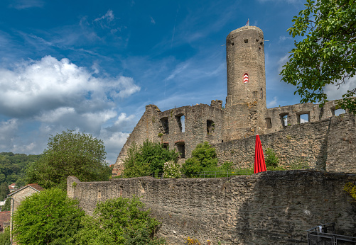 Tree Line And Clocktower Of St. Florin Cathedral In Vaduz, Liechtenstein