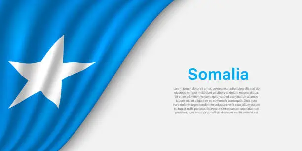 Vector illustration of Wave flag of Somalia on white background.
