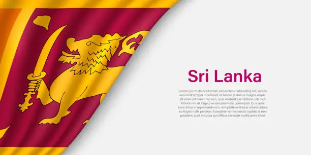 Vector illustration of Wave flag of Sri Lanka on white background.