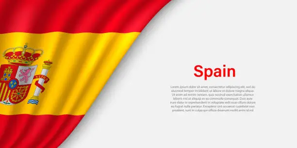 Vector illustration of Wave flag of Spain on white background.