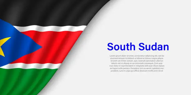 Vector illustration of Wave flag of South Sudan on white background.