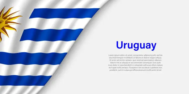 Vector illustration of Wave flag of Uruguay on white background.
