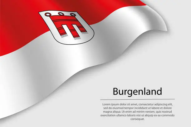 Vector illustration of Wave flag of Burgenland is a state of Austria