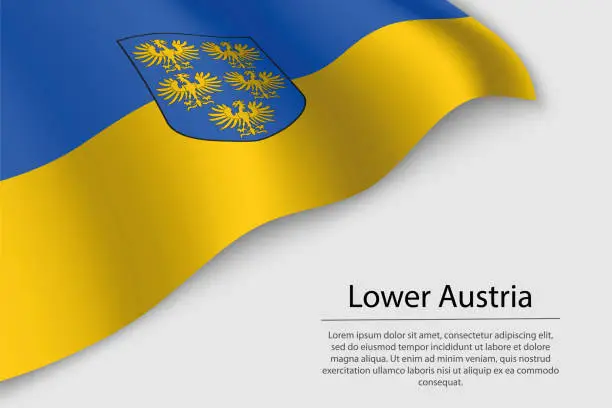 Vector illustration of Wave flag of Lower Austria is a state of Austria
