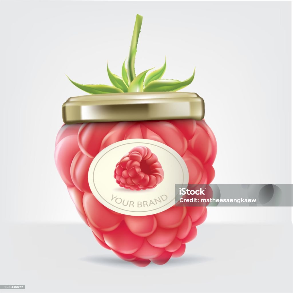 Fruit Shapes Raspberry Fresh Raspberry Fruit Packed In A Raspberry Fruit Shaped Bottle Stock ...