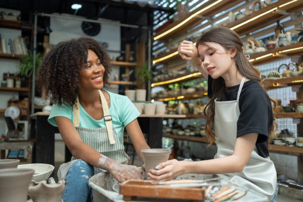 istock Artistic Connection: Girls of Different Ethnicities Crafting Clay Masterpieces 1505146575