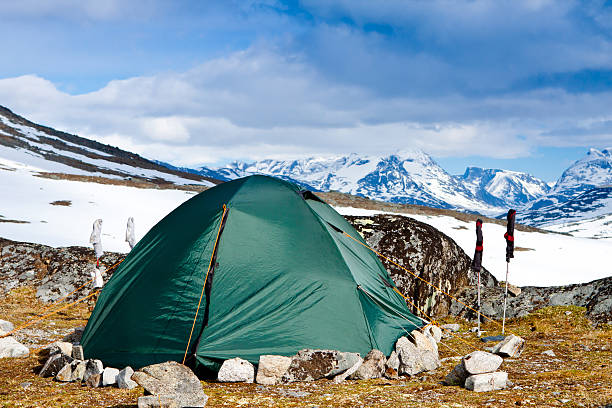 istock Tourists tent in the mountains on nice day 150514675
