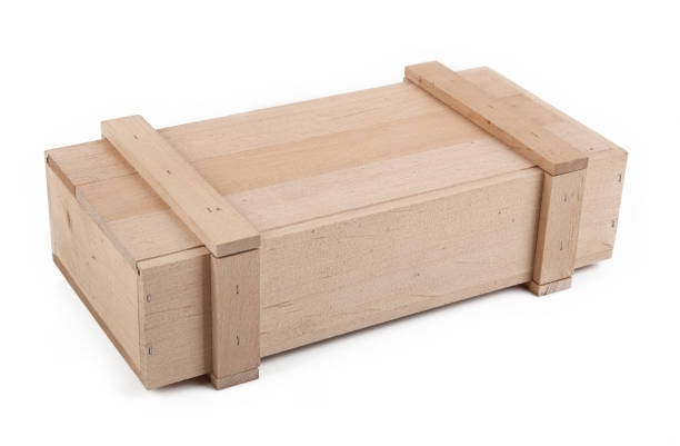 Wooden crate isolated on white background. Clipping path included.