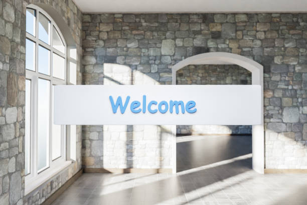 istock search box text floating in air standing in luxurious loft apartment with arched window and minimalistic interior living room design; 3D Illustration 1505166292