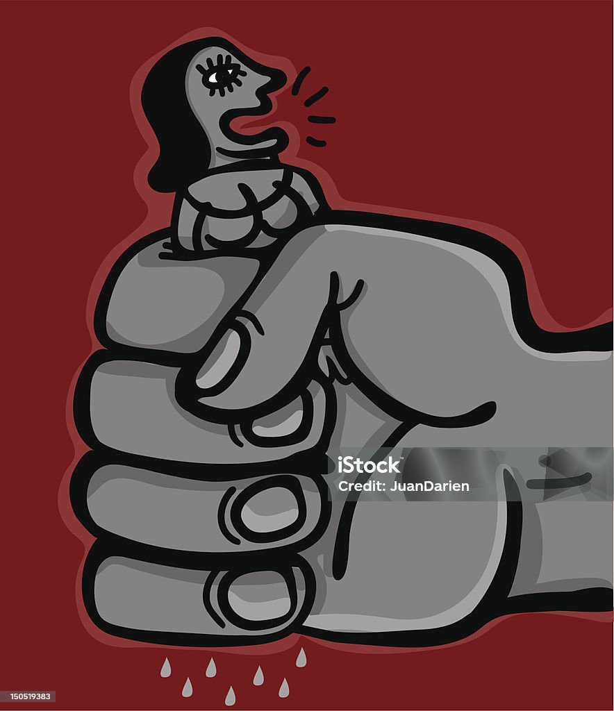 giant hand expresses woman employee giant hand expresses woman employee with red background Sexual Assault stock vector