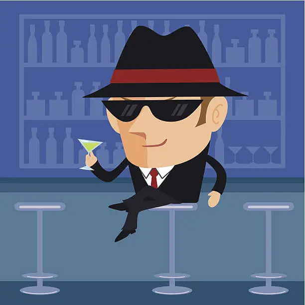 Vector illustration of Man in Bar