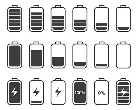 Battery charging point. Level Battery Energy. Vector illustration