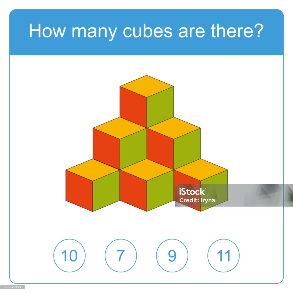 How Many Cubes Are There Brain Test Stock Illustration - Download