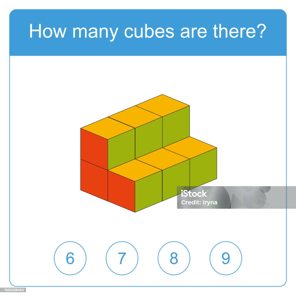 Cube Logic Count How Many Cubes Are There Brain Test Stock Illustration - Download Image ...
